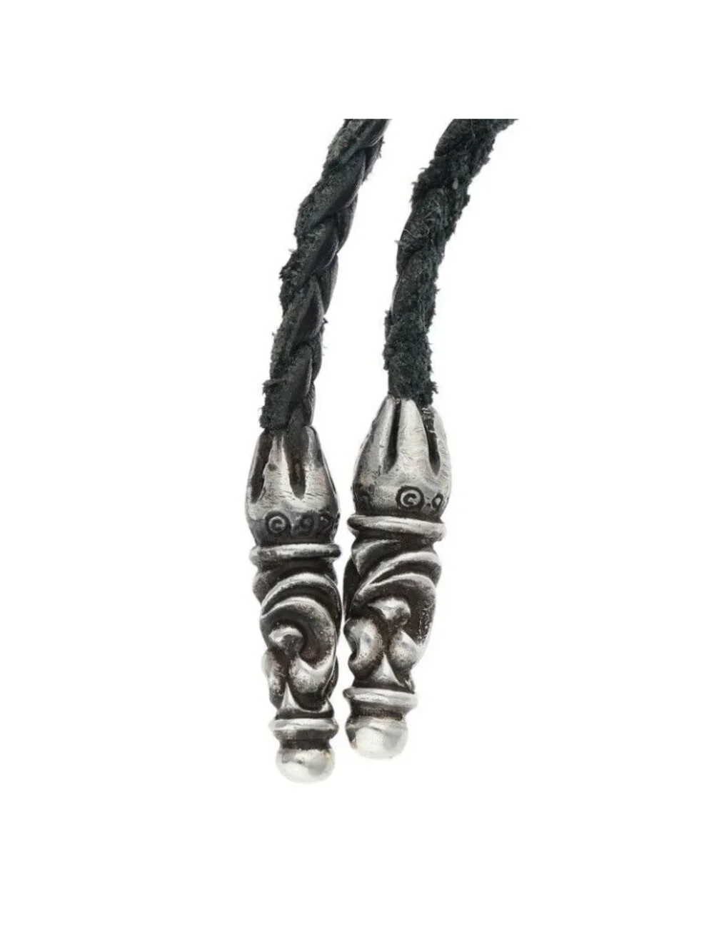 Chrome Hearts Leather Braid Large Scroll Blade Necklace